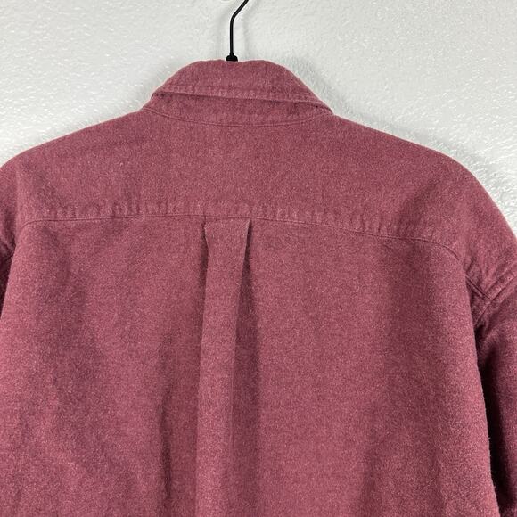 Lands End Flannel Shirt Mens XL Solid Burgundy Chamois Cloth Brushed Outdoor - Picture 7 of 11